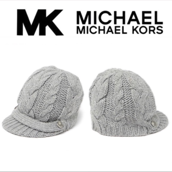🆕🧢 Cable Knit Peak Hat Gray MK Michael Kors - Picture 5 of 5